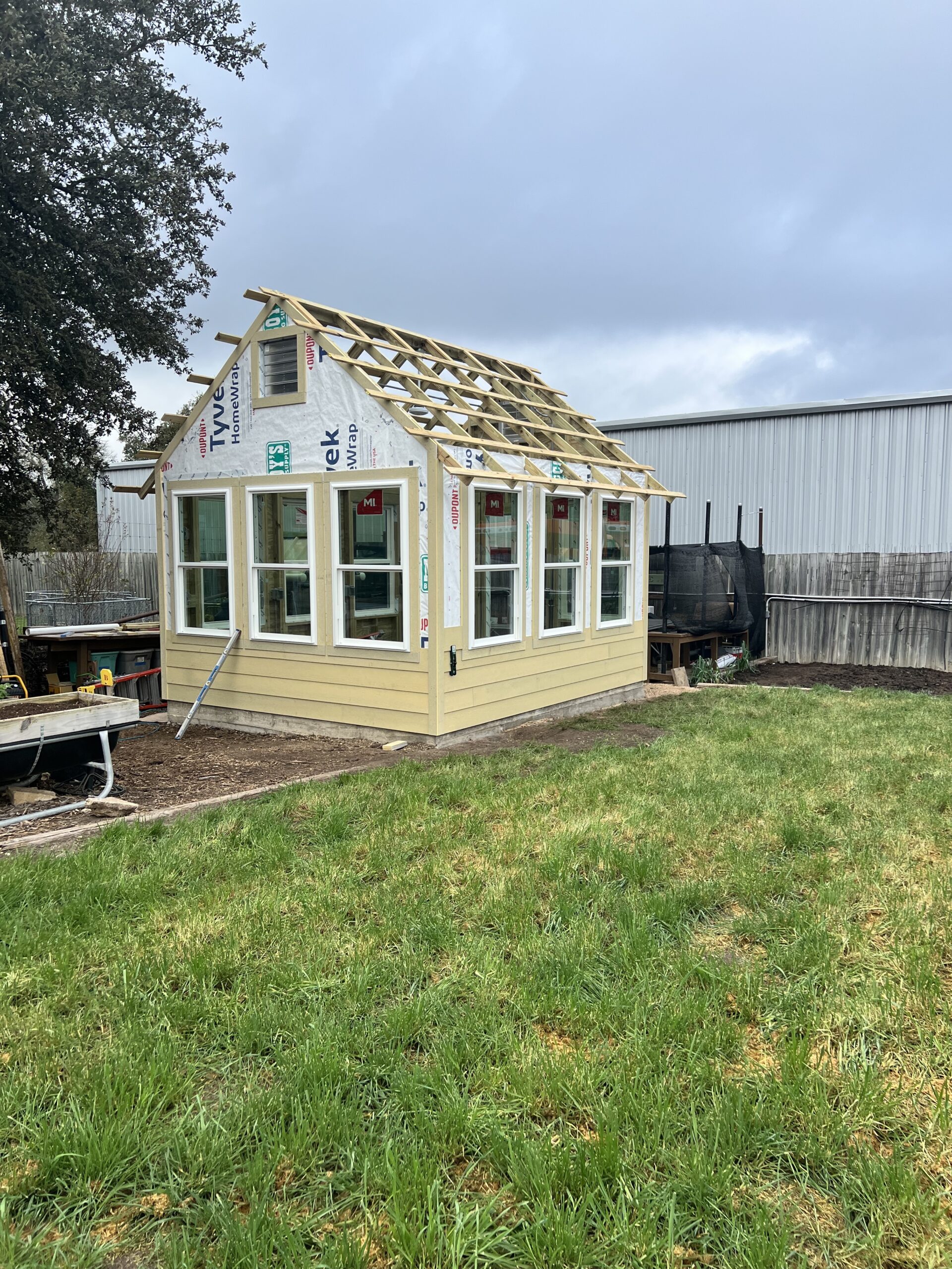 New greenhouse as seen from a side angle.